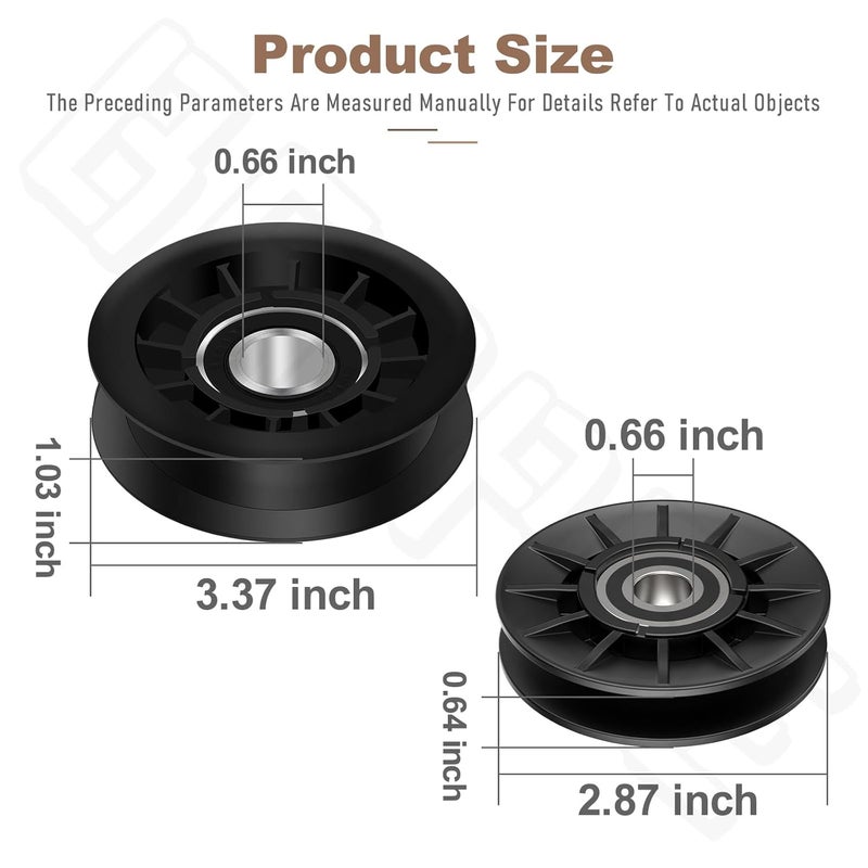 BERPSE GX20286 GX20287 V-Idler Pulley & Flat Pulley Kit Compatible with John D-eere Mower Decks LA100 LA110LA115 LA105 LA120, Replaces 1760097 690409 690409MA AM103019 - Image 2
